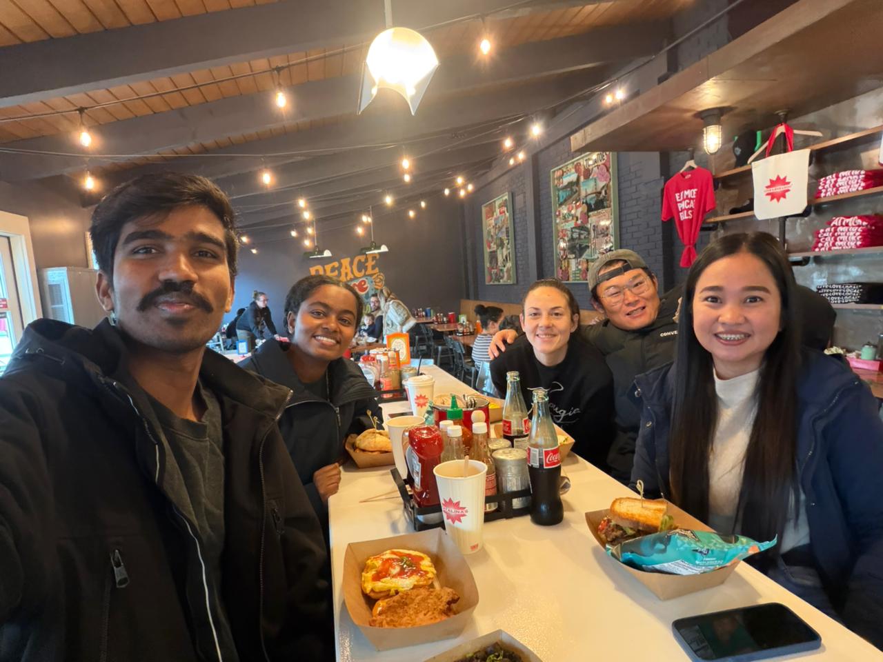 Sharing meals with new friends